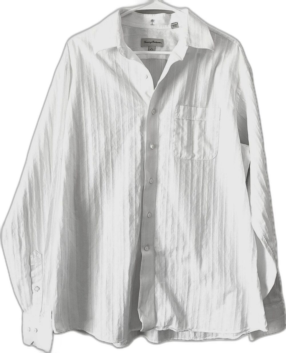 Tommy Bahama Mens Cotton Shirt Size 17, 36-37 White Button Up Long Sleeve